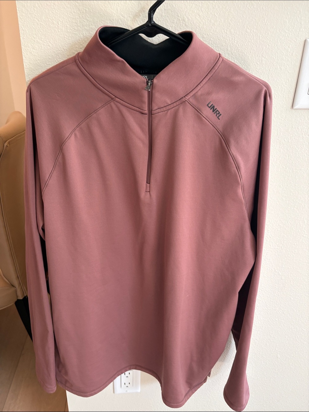 UNRL Men's Long-Sleeve Quarter-Zip Sweater - Dusty Rose XL